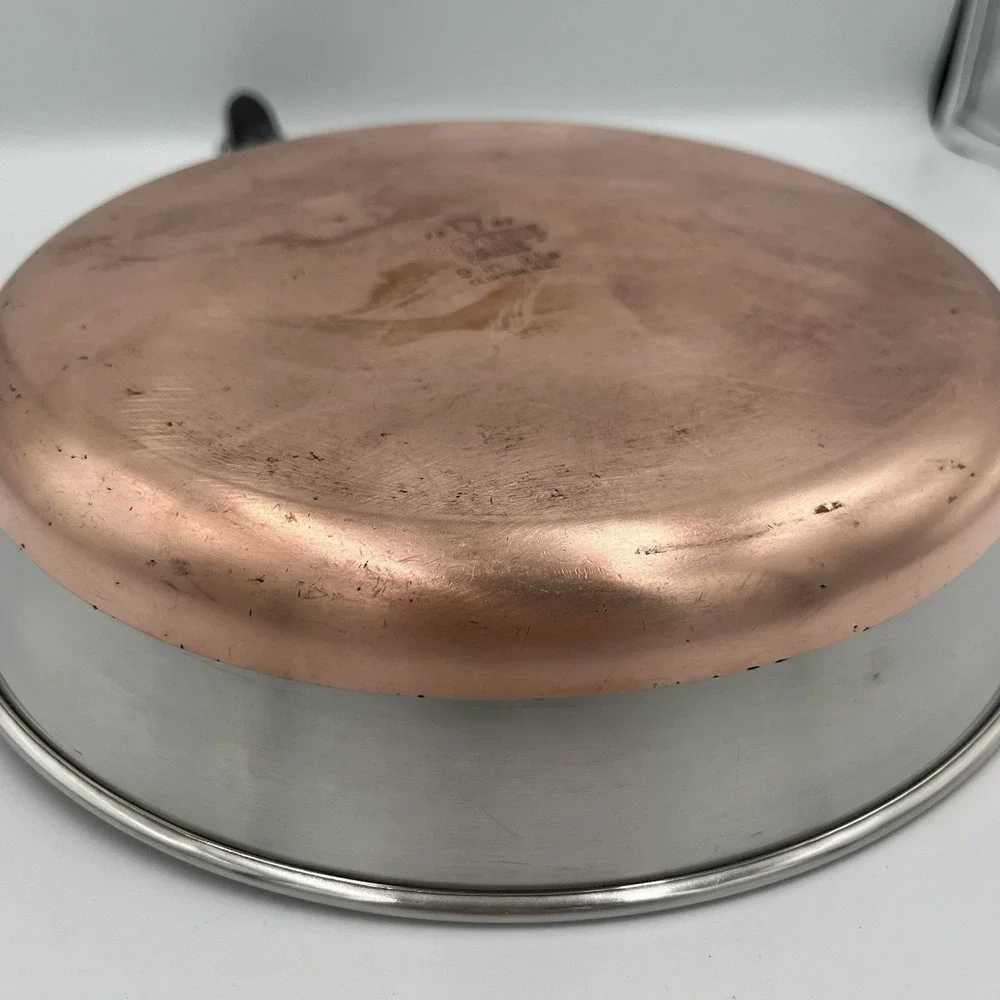 Revere Ware 9 Inch Skillet Fry Pan Copper Bottom Made in USA Vintage - 93a